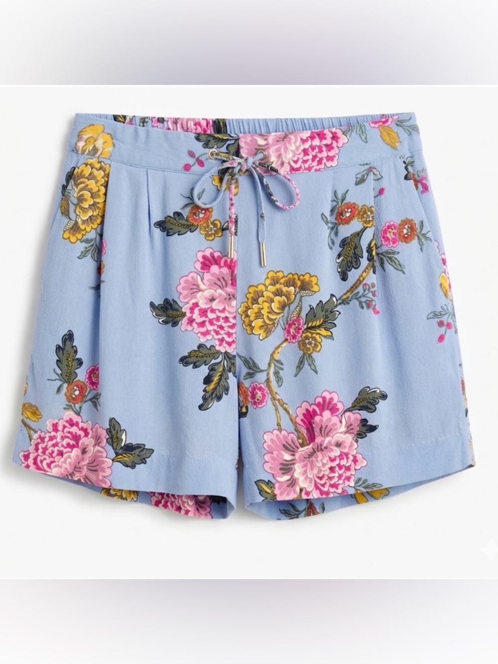 Joules Yacht Crepe Vibrant Blue Pink Yellow Floral Shorts Size 8